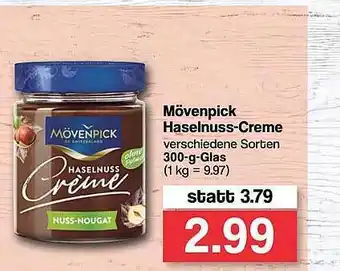 Famila Nord West Mövenpick Haselnuss Creme 300 g Glas Angebot