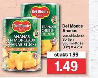 Famila Nord West Del Monte Ananas 580 ml Dose Angebot