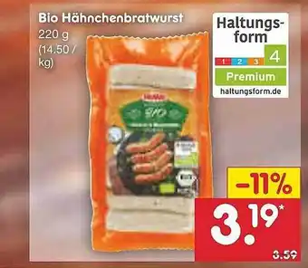 Netto Marken-Discount Bio Hähnchenbratwurst Angebot