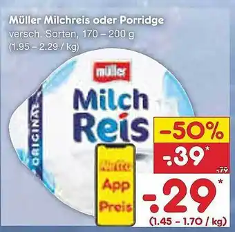 Netto Marken-Discount Müller Milchreis Oder Porridge Angebot