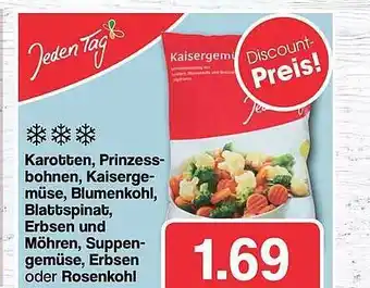 Famila Nord West Jeden Tag Karotten, Prinzessbohnen, Kaisergemüse, Blumenkohl, Blattspinat, Erbsen Und Möhren, Suppen Gemüse, Erbsen Oder Rose Angebot