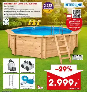 Netto Marken-Discount Interline Holzpool Set Java inkl. Zubehör Angebot