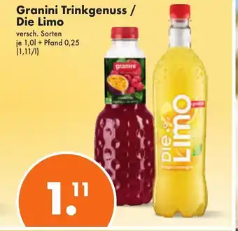 Trink und Spare Granini Trinkgenuss / Die Limo 1L Angebot