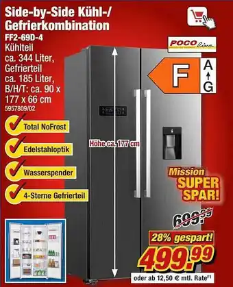 Poco Side-by-side Kühl- Gefrierkombination Ff2-690-4 Pocoline Angebot