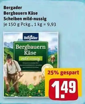 REWE Kaufpark Bergader Bergbauern Käse Scheiben Mild-nussig Angebot