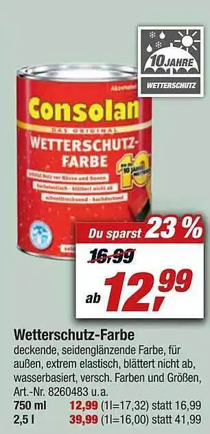 toom Baumarkt Consolan Wetterschutz-farbe Angebot