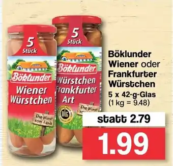 Famila Nord West Böklunder Wiener oder Frankfurter Würstchen 5 x 42 g Glas Angebot