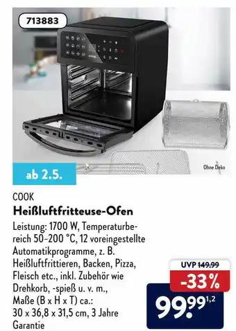 Aldi Nord Cook Heißluftfritteuse-ofen Angebot