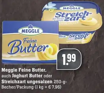 Edeka Neukauf Meggle Feine Butter, auch Joghurt Butter oder Streichzart ungesalzen 250 g Becher/Packung Angebot