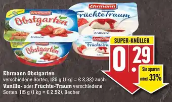 Edeka Neukauf Ehrmann Obstgarten 125 g auch Vanille oder Früchte Traum 115 g Becher Angebot