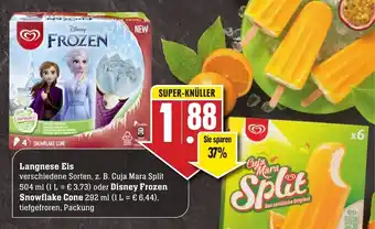 Edeka Neukauf Langnese Eis 504 ml oder Disney Frozen Snowflake Cone 292 ml Angebot