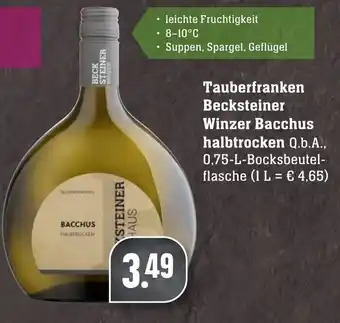 Edeka Neukauf Tauberfranken Becksteiner Winzer Bacchus halbtrocken 0,75L Angebot