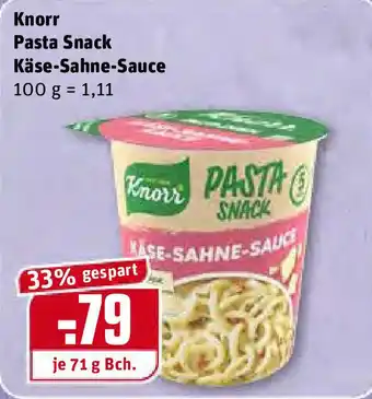 REWE Knorr Pasta Snack Käse Sahne Sauce 71g Angebot