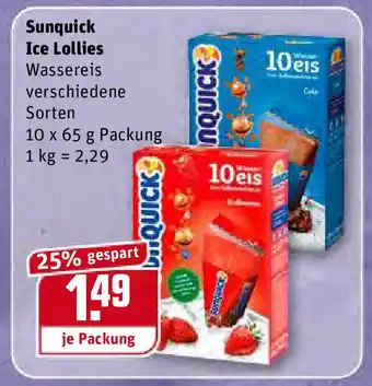 REWE Sunquick Ice Lollies 10x65g Angebot