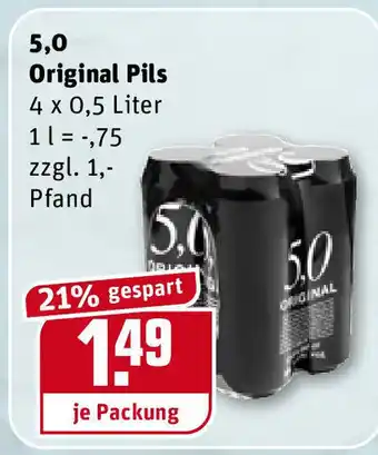 REWE 5,0 Original Pils 4x0,5L Angebot