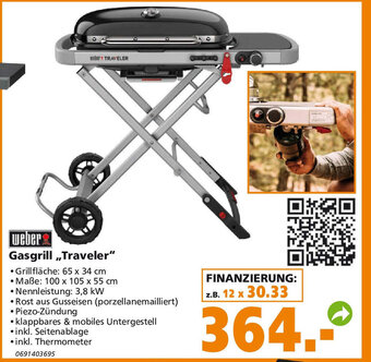 Globus Baumarkt Weber Gasgrill ,,Traveler" Angebot