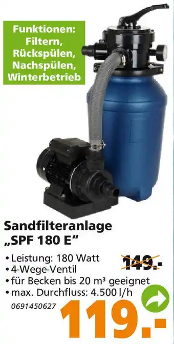 Globus Baumarkt Sandfilteranlage ,,SPF 180 E" Angebot