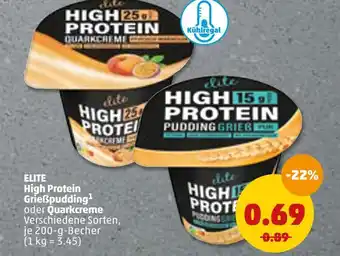 PENNY Elite high protein grießpudding oder quarkcreme Angebot