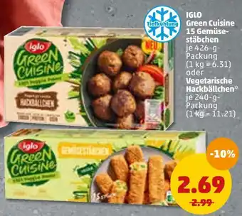 PENNY Iglo green cuisine 15 gemüsestäbchen oder vegetarische hackbällchen Angebot