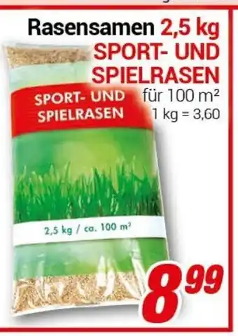 CENTERSHOP Rasensamen 2,5kg Sport und Spielrasen Angebot