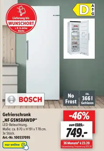 Lidl Bosch Gefrierschrank ,,NF GSN58AWDP" Angebot