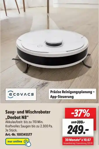 Lidl Ecovacs Saug und Wischroboter ,,Deebot N8" Angebot