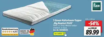 Lidl 7 Zonen Kaltschaum Topper ,,Big Comfort Plus" Angebot