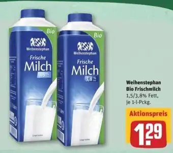 REWE Center Weihenstephan Bio Frischmilch 1L Angebot