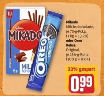 REWE Center Mikado 75g o. Oreo Kekse 154g Angebot