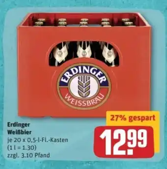 REWE Center Erdinger Weissbrau Weissbier 20*500ml Angebot