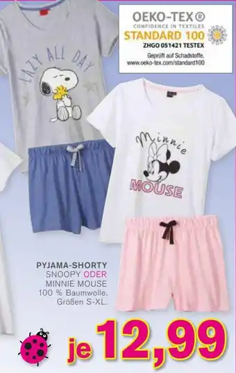 KODi Snoopy oder Minnie Mouse Pyjama Shorty Größen S-XL Angebot