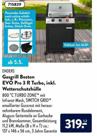 Aldi Nord Enders Gasgrill Boston Evo Pro 3 R Turbo Inkl Wetterschutzhülle Angebot