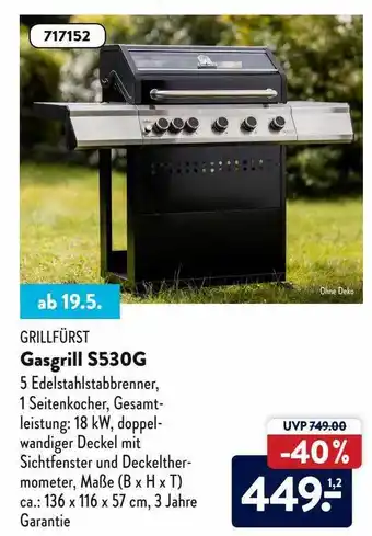 Aldi Nord Grillfürst Gasgrill S530g Angebot