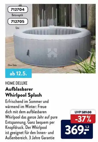 Aldi Nord Home Deluxe Aufblasbarer Whirlpool Splash Angebot
