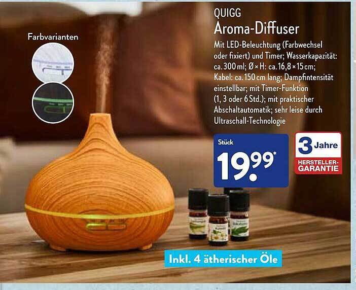 Quigg Aromadiffuser Angebot bei Aldi Nord
