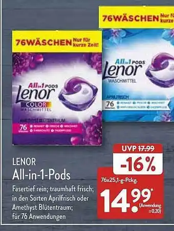 Aldi Nord Lenor All-in-1-pods Angebot