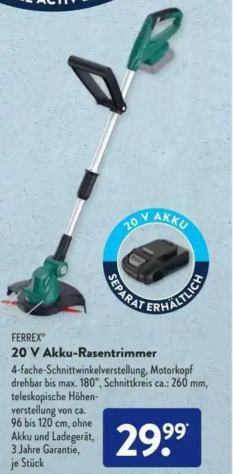 Aldi Süd Ferrex 20v Akku-rasentrimmer Angebot