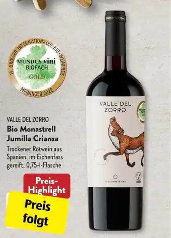 Aldi Süd Valle Del Zorro Bio Monastrell Jumilla Crianza Angebot