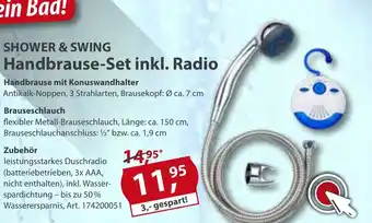 Sonderpreis Baumarkt Shower & Swing Handbrause Set inkl. Radio Angebot