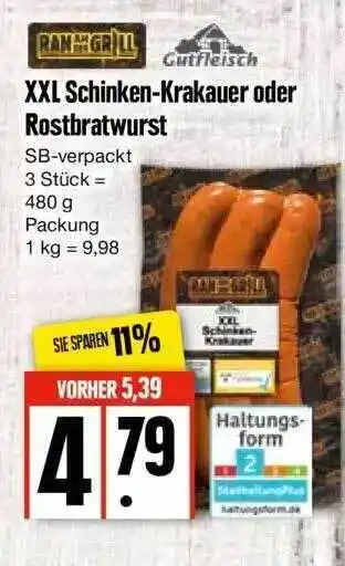 Edeka Ran An Der Grill Gutfleisch XXL Schinken-krakauer Oder Rostbratwurst Angebot