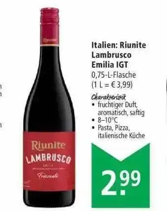 Marktkauf Italien: Riunite Lambrusco Emilia IGT Angebot