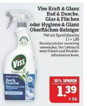 Marktkauf Viss Kraft & Glanz Bad & Dusche, Glas & Flächen Oder Hygiene & Glanz Oberflächen-reiniger Angebot