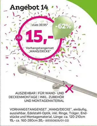 Mömax Angebot 14 Vorhangstangenset,,wand-decke Angebot