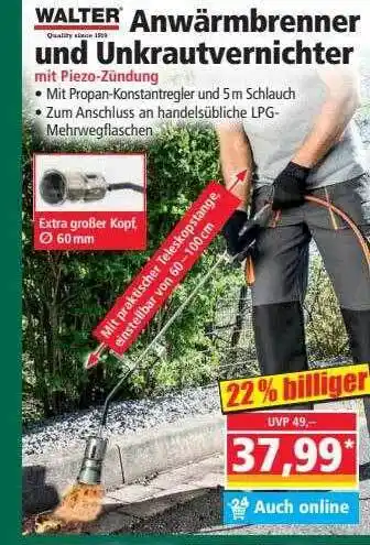 Norma Walter Anwärmbrenner Und Unkrautvernichter Mit Piezo-zündung Angebot