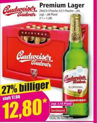 Norma Budweiser Budvar Premium Lager Angebot