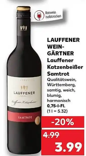 Kaufland Lauffener Weingärtner Lauffener Katzenbeißer Samtrot Angebot