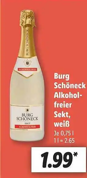 Lidl Burg Schöneck Alkohol-freier Sekt Weiß Angebot