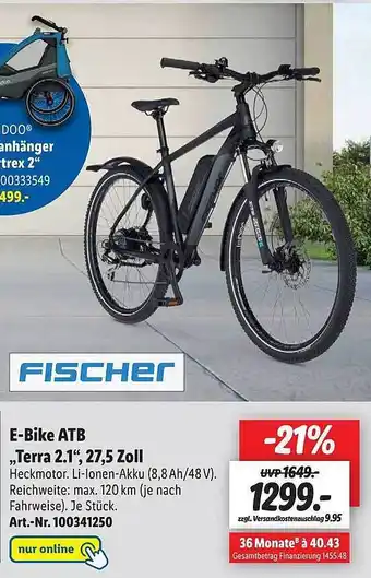 Lidl E-bike Atb „terra 2.1” 27.5 Zoll Fischer Angebot