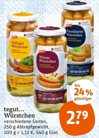 tegut tegut... Würstchen 540 g Glas Angebot