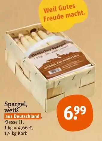 tegut Spargel, weiß 1,5 kg Korb Angebot